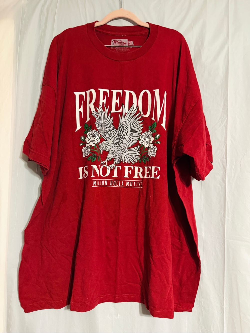 Million Dolla Motive Freedom Is Not Free Eagle Graphic T-Shirt Men’s 5X Red